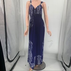 ACE Fashion Size XXXXL Deep Violet/Blue Jersey Knit Stretchy Maxi Dress